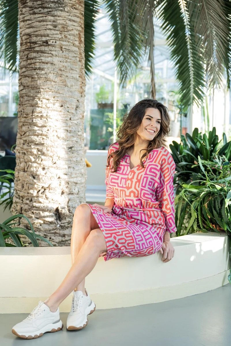 ZOSO 231 Leonie Fantasy Fabric Printed Dress Sand/Pink 7 ZOSO 231 Leonie Fantasy Fabric Printed Dress Sand/Pink - Afbeelding 5