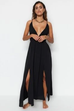 Trendyol Vrouwen Standaard Mouw V-hals Basis Jurk -Trendsyol Winkel 803x1200