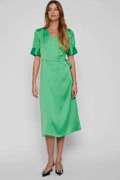 Vila Jurk Vinaria S/s Wrap Midi Dress/dc/su 14083215 Green Bee Dames Maat - 44 -Trendsyol Winkel 804x1200 3