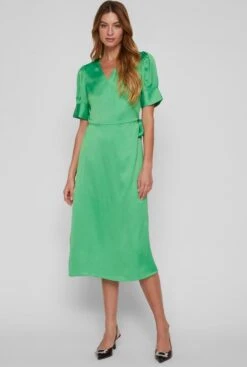 Vila Jurk Vinaria S/s Wrap Midi Dress/dc/su 14083215 Green Bee Dames Maat - 44 -Trendsyol Winkel 807x1200 4