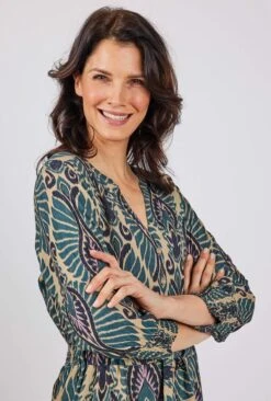 DIDI Dames Dress Glorious In Taos Taupe With Mediteranea Inca Print Maat 44 -Trendsyol Winkel 810x1200