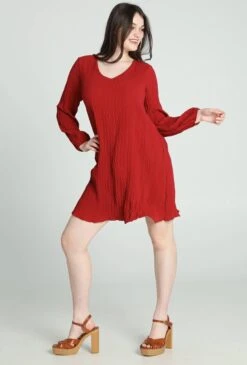 Cassis Korte, Effen Jurk Met Grafische Plissé-effecten Op De Stof 19 Cassis Korte, Effen Jurk Met Grafische Plissé-effecten Op De Stof -Trendsyol Winkel 811x1200 10