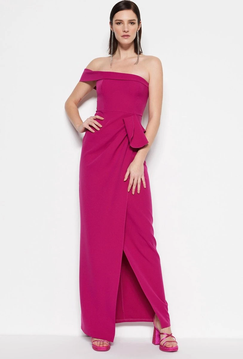 Trendyol Vrouwen Een Schouder Carmen Kraag Verschuiving Avond- & Galajurk 8 Trendyol Vrouwen Een Schouder Carmen Kraag Verschuiving Avond- & Galajurk - Afbeelding 6