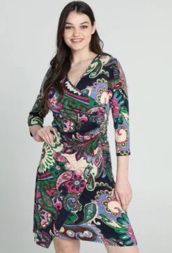 Cassis Korte Wikkeljurk Met Kasjmierprint En Fronsen Op De Taille