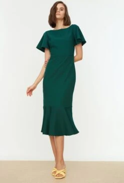 Trendyol Vrouwen Fluit Mouw Boothals Omslag Jurk