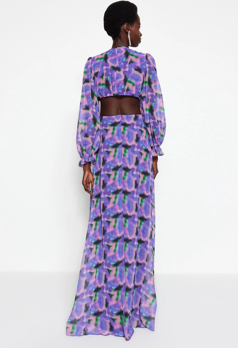 Trendyol Vrouwen Standaard Mouw V-hals A-lijn Avond- & Galajurk 4 Trendyol Vrouwen Standaard Mouw V-hals A-lijn Avond- & Galajurk - Afbeelding 2