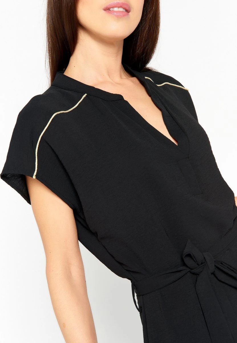 LOLALIZA Midi-jurk Met V-hals - Zwart - Maat 48 5 LOLALIZA Midi-jurk Met V-hals - Zwart - Maat 48 - Afbeelding 3