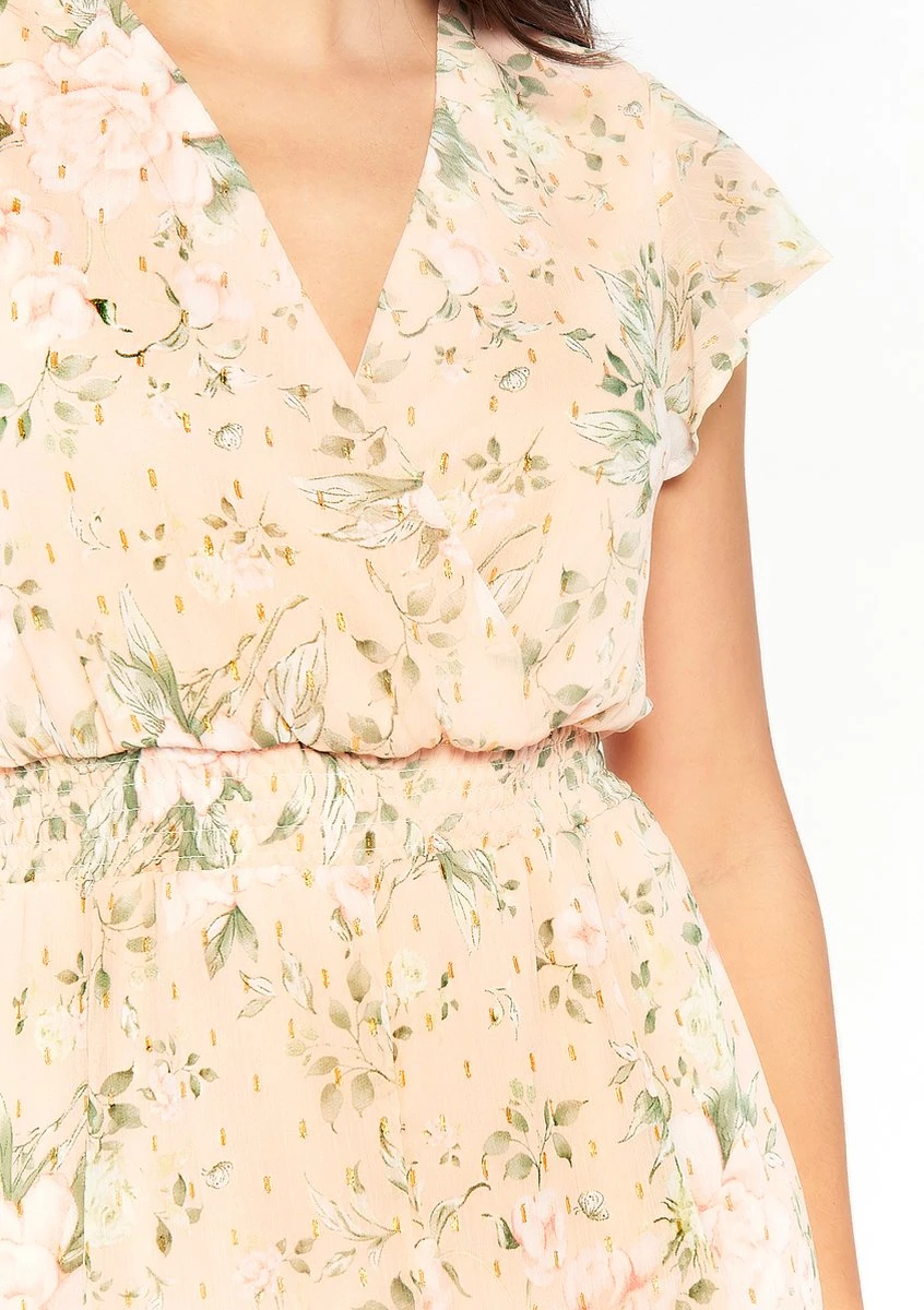 LOLALIZA Wikkeljurk Met Bloemenprint - Nude - Maat 46 5 LOLALIZA Wikkeljurk Met Bloemenprint - Nude - Maat 46 - Afbeelding 3