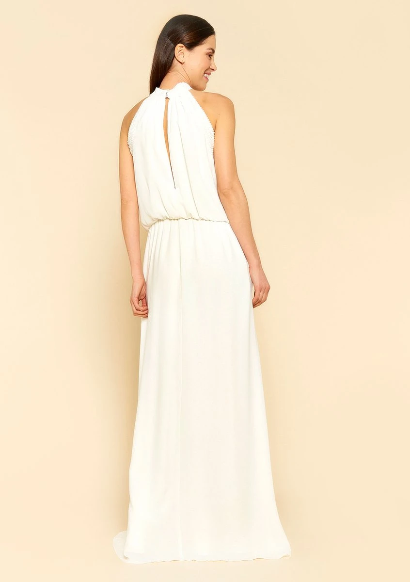 LOLALIZA Lange Bruidjurk Met Haltertop - Ecru - Maat 44 4 LOLALIZA Lange Bruidjurk Met Haltertop - Ecru - Maat 44 - Afbeelding 2