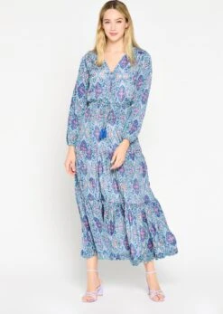LOLALIZA Maxi-jurk Met Print - Blauw - Maat S
