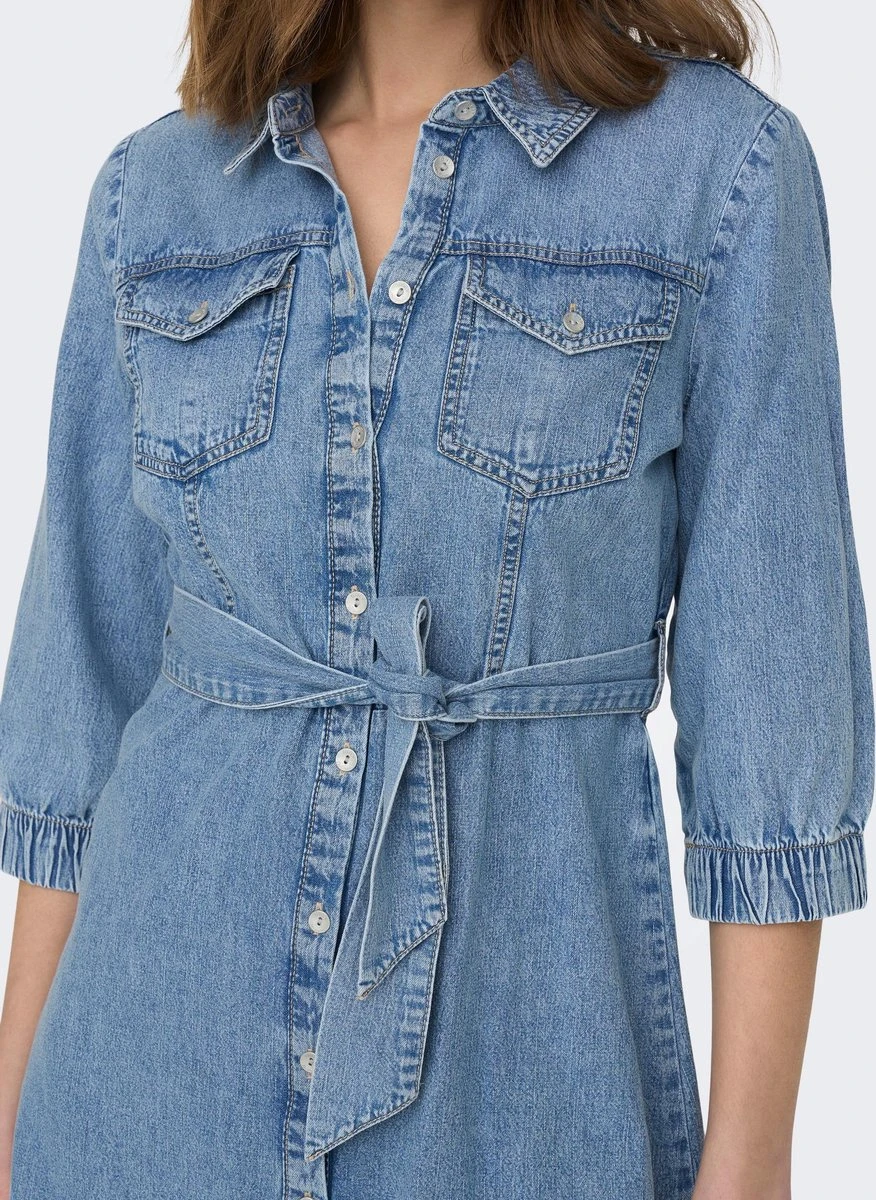 Only Jurk Onlhelle Harlow Ss Belted Dnm Dress 15269104 Medium Blue Demin Dames Maat - XS 5 Only Jurk Onlhelle Harlow Ss Belted Dnm Dress 15269104 Medium Blue Demin Dames Maat - XS - Afbeelding 3