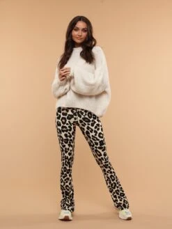 Ambika - Leopard - Soft Flared - Broek - Beige - Maat L