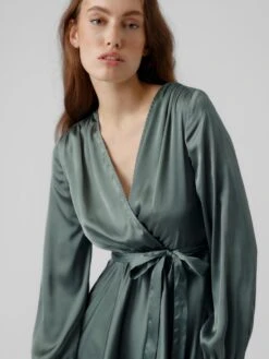Vero Moda VMDIANA LS SATIN WRAP DRESS WVN BF Dames MINI Wikkeljurk Duck Green - Maat XXL -Trendsyol Winkel 900x1200 66