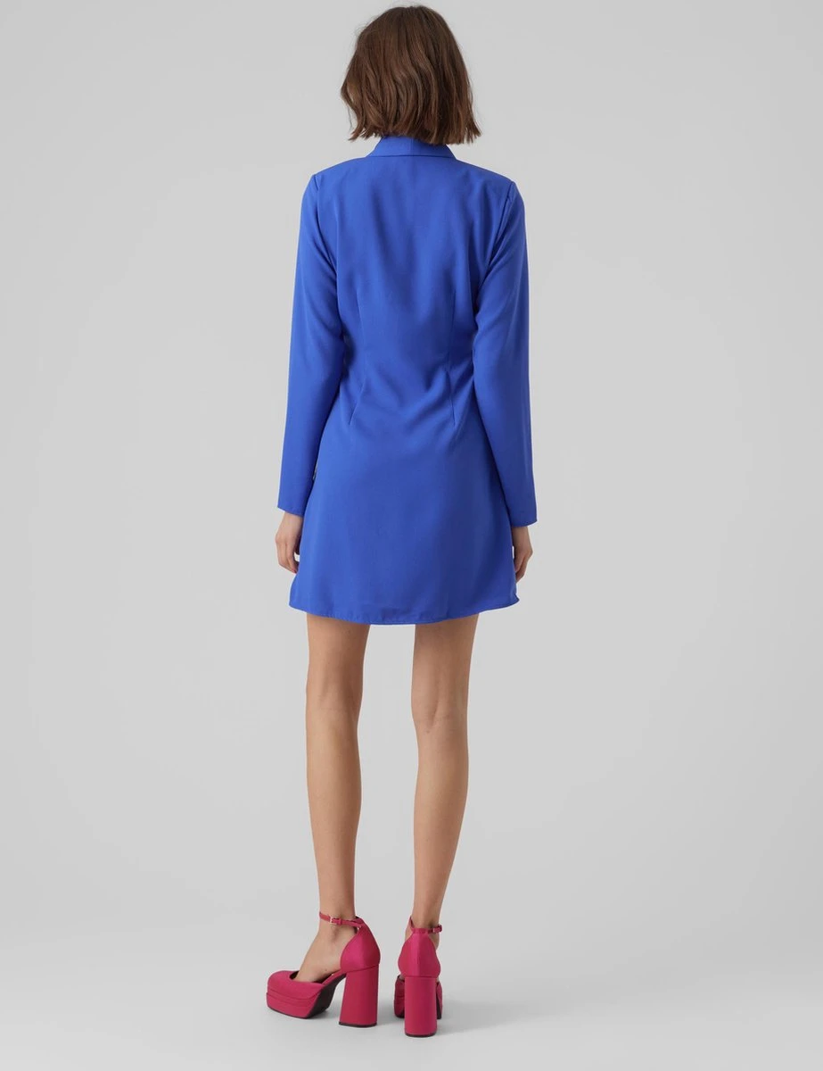 Vero Moda VMGRACE L/S SHORT WRAP DRESS EXP CP Dames MINI Wikkeljurk DAZZLING BLUE Maat - S 5 Vero Moda VMGRACE L/S SHORT WRAP DRESS EXP CP Dames MINI Wikkeljurk DAZZLING BLUE Maat - S - Afbeelding 3