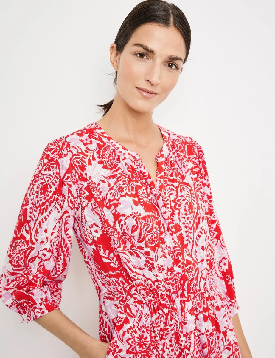 GERRY WEBER Dames Midi-jurk Ecru/Weiss/Rot/Orange Druck-44 5 GERRY WEBER Dames Midi-jurk Ecru/Weiss/Rot/Orange Druck-44 - Afbeelding 3