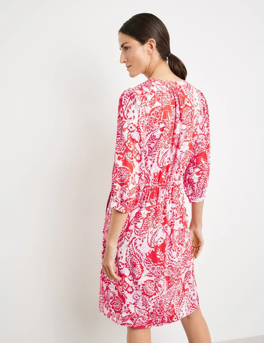 GERRY WEBER Dames Midi-jurk Ecru/Weiss/Rot/Orange Druck-44 9 GERRY WEBER Dames Midi-jurk Ecru/Weiss/Rot/Orange Druck-44 - Afbeelding 7